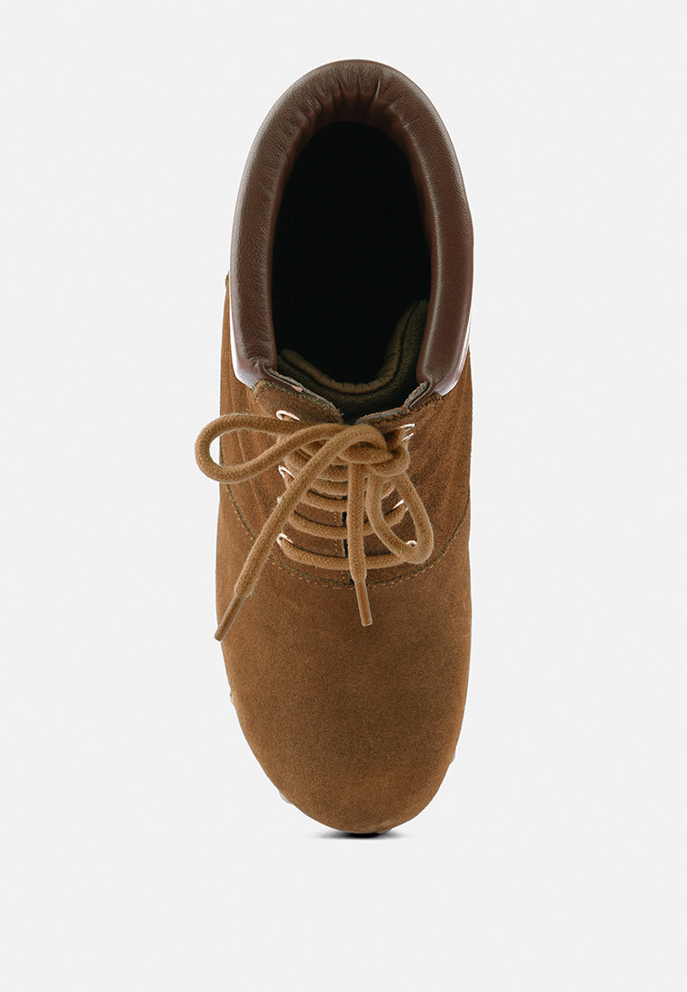 MAAYA Tan Handcrafted Collared Suede Boot_tan