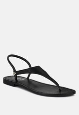 MADELINE Black Flat Thong Sandals#color_black