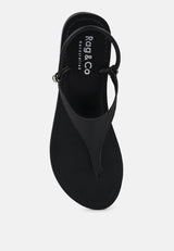 MADELINE Black Flat Thong Sandals#color_black