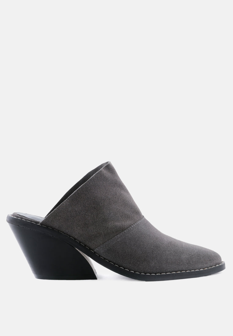MAE Grey Classic Mule Heels-Grey