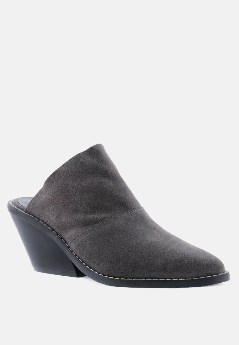 MAE Grey Classic Mule Heels-Grey