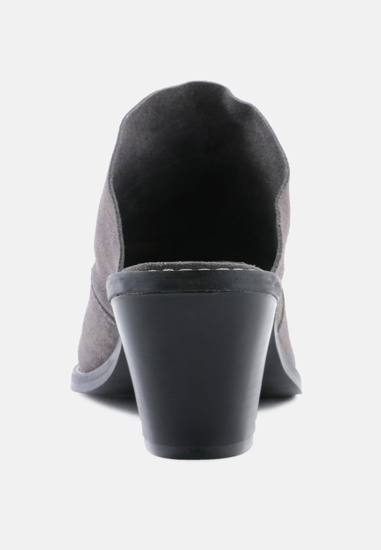 MAE Grey Classic Mule Heels-Grey