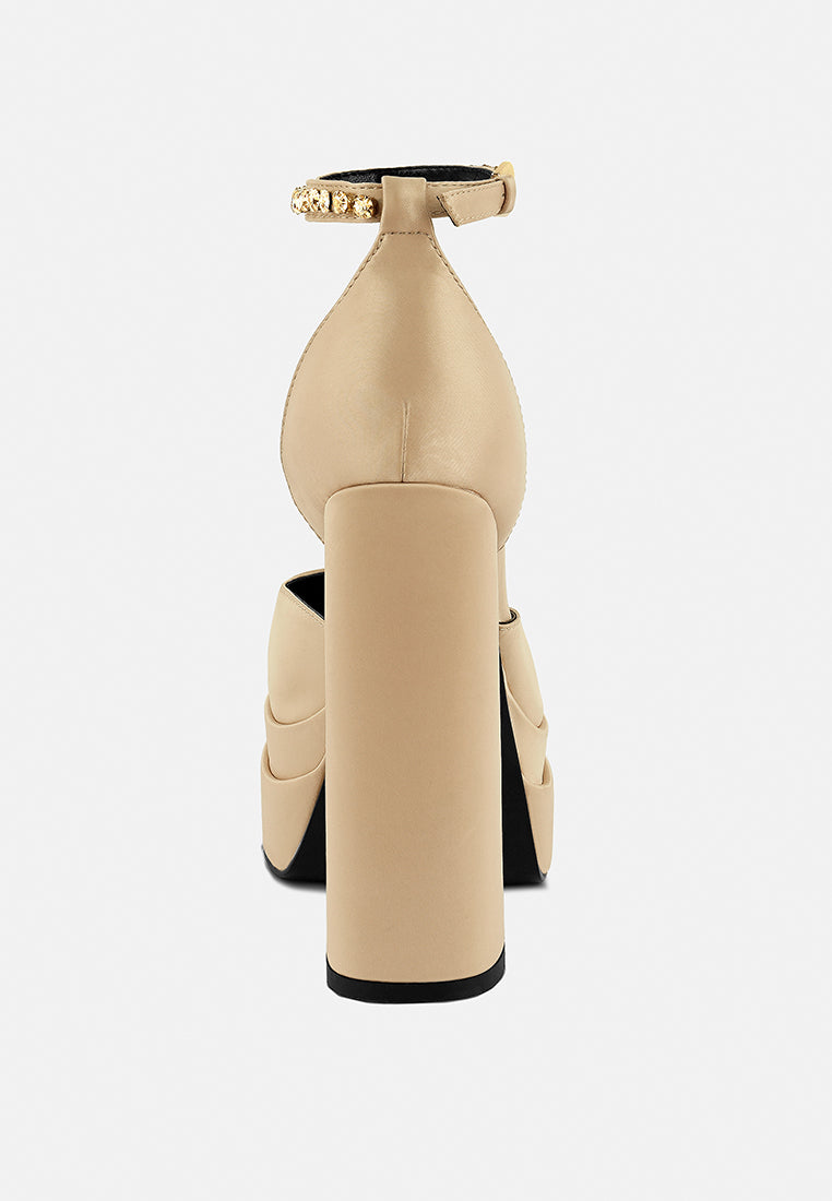 MARTINI Latte Sky High Rampwalk Satin Sandals in Latte color latte