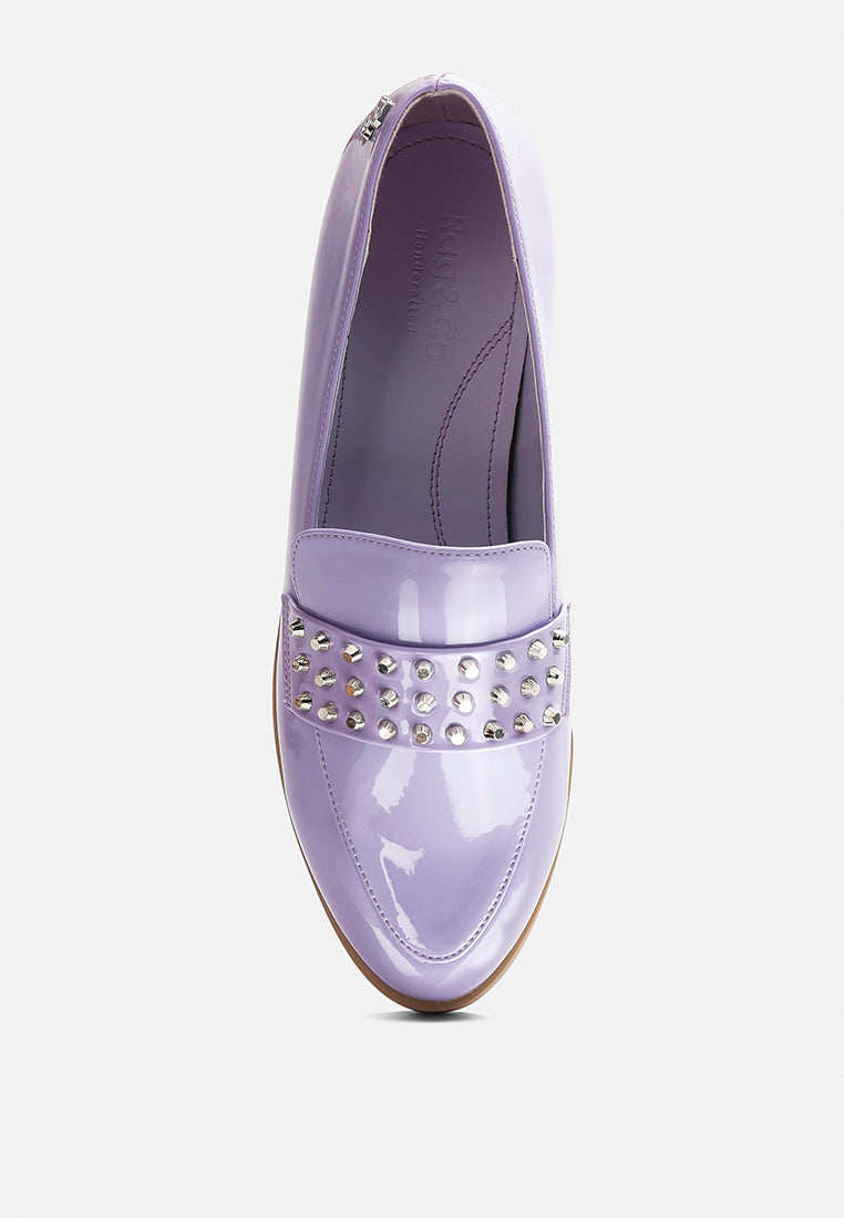 meanbabe semicasual stud detail patent loafers in lilac#color_lilac