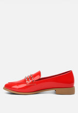meanbabe semicasual stud detail patent loafers in red#color_red