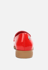 meanbabe semicasual stud detail patent loafers in red#color_red