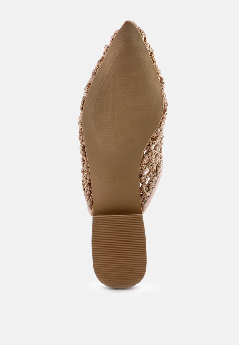 MELANIE Gold Woven Flat Mules With Tassels_Bronze