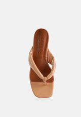 MEMESTAR Latte Low Heel Thong Sandals-Latte