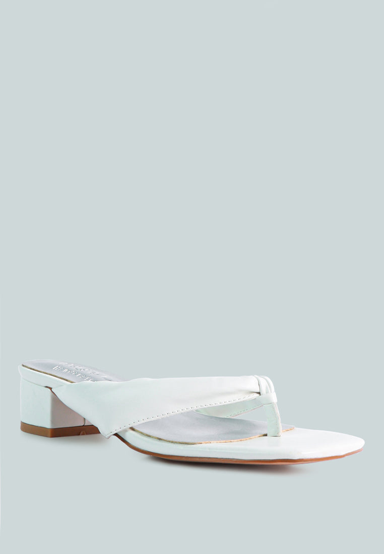 MEMESTAR White Low Heel Thong Sandals-White