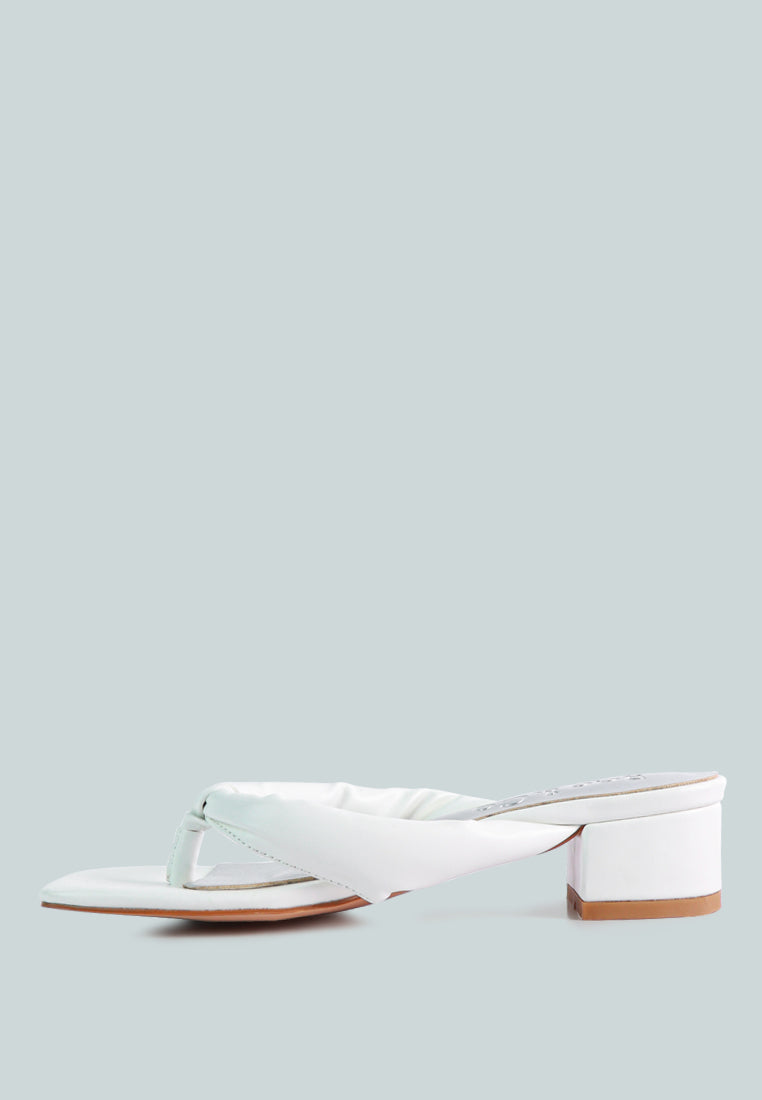 MEMESTAR White Low Heel Thong Sandals-White