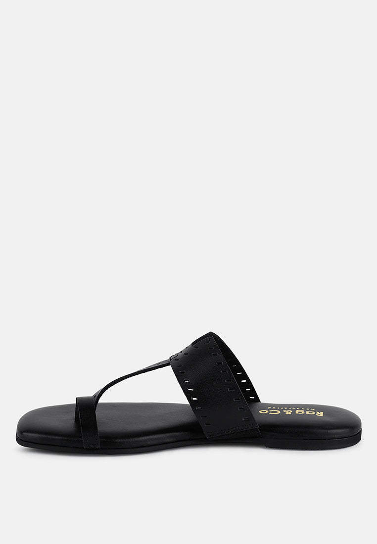 MILA Black Toe Ring Thong Slip Ons#color_black
