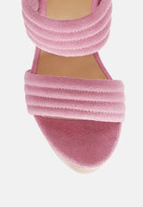 MILLE FEUX Suede Slip-On Block Heeled Sandal In Pink-Pink