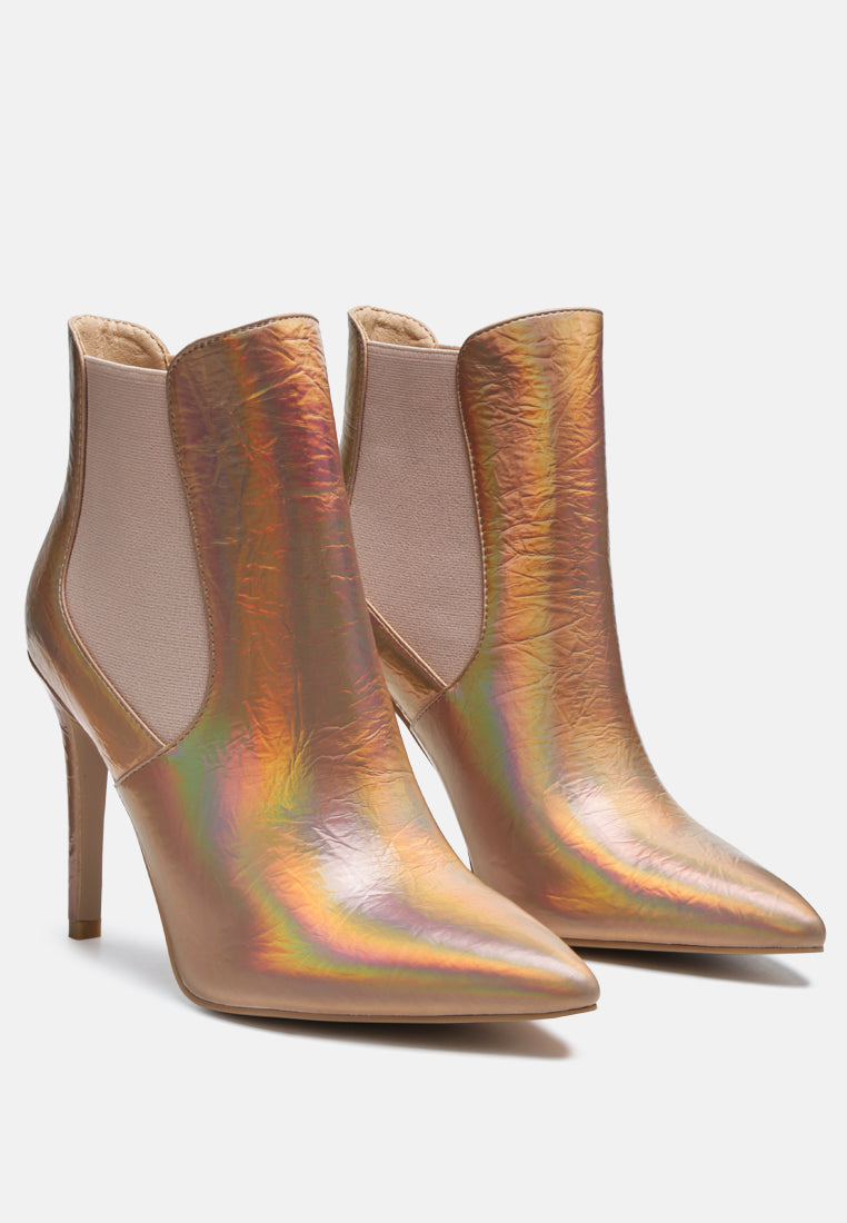 MOLINA High Heeled Chelsea Boot in Gold-Gold