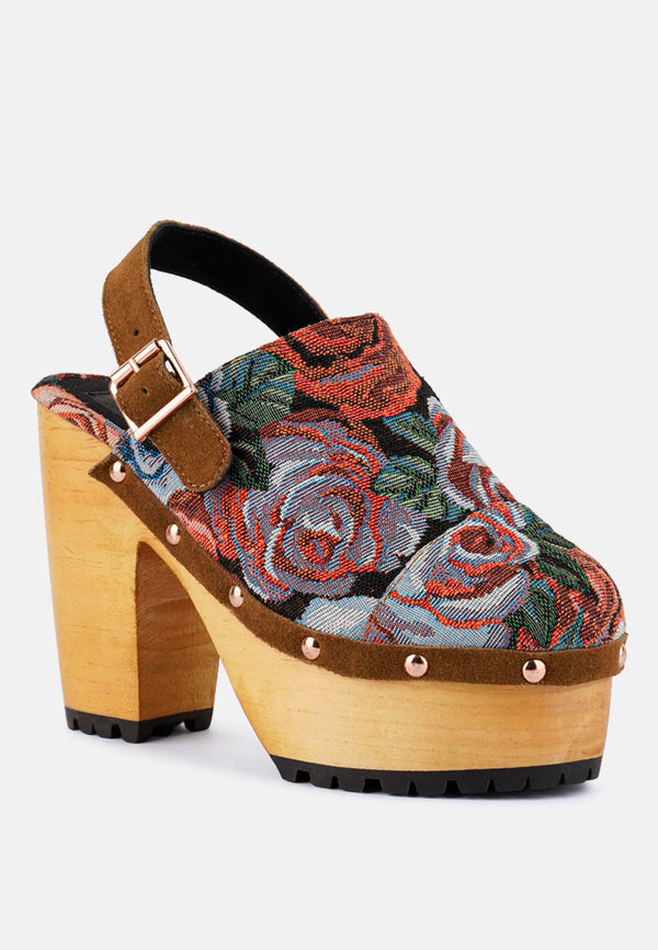 MURAL Tapestry Handcrafted Clog Loafers_Floral