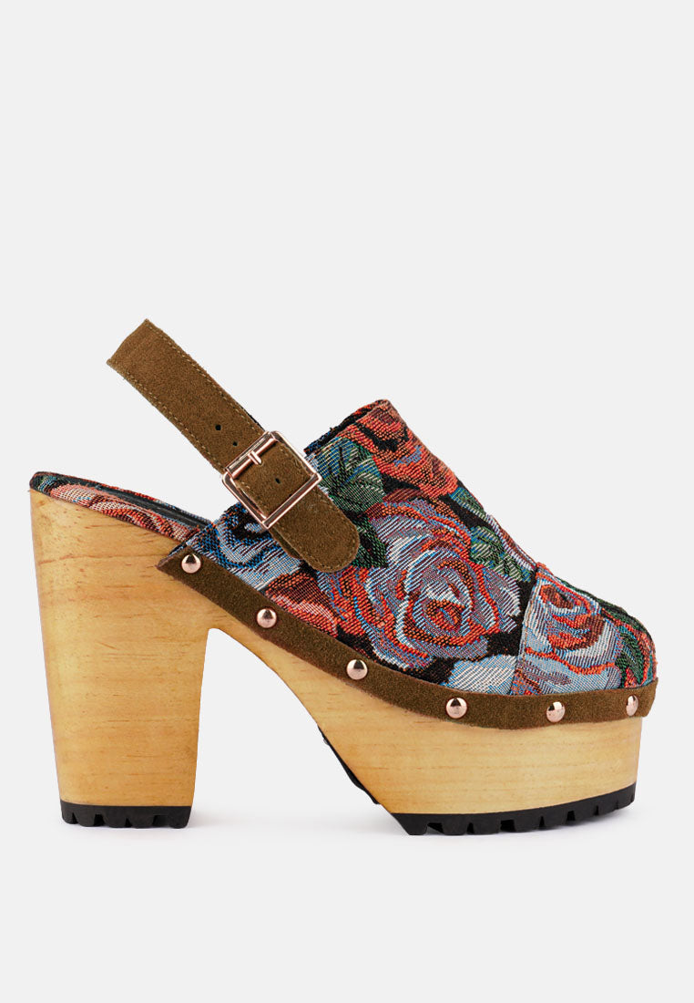 MURAL Tapestry Handcrafted Clog Loafers_Floral
