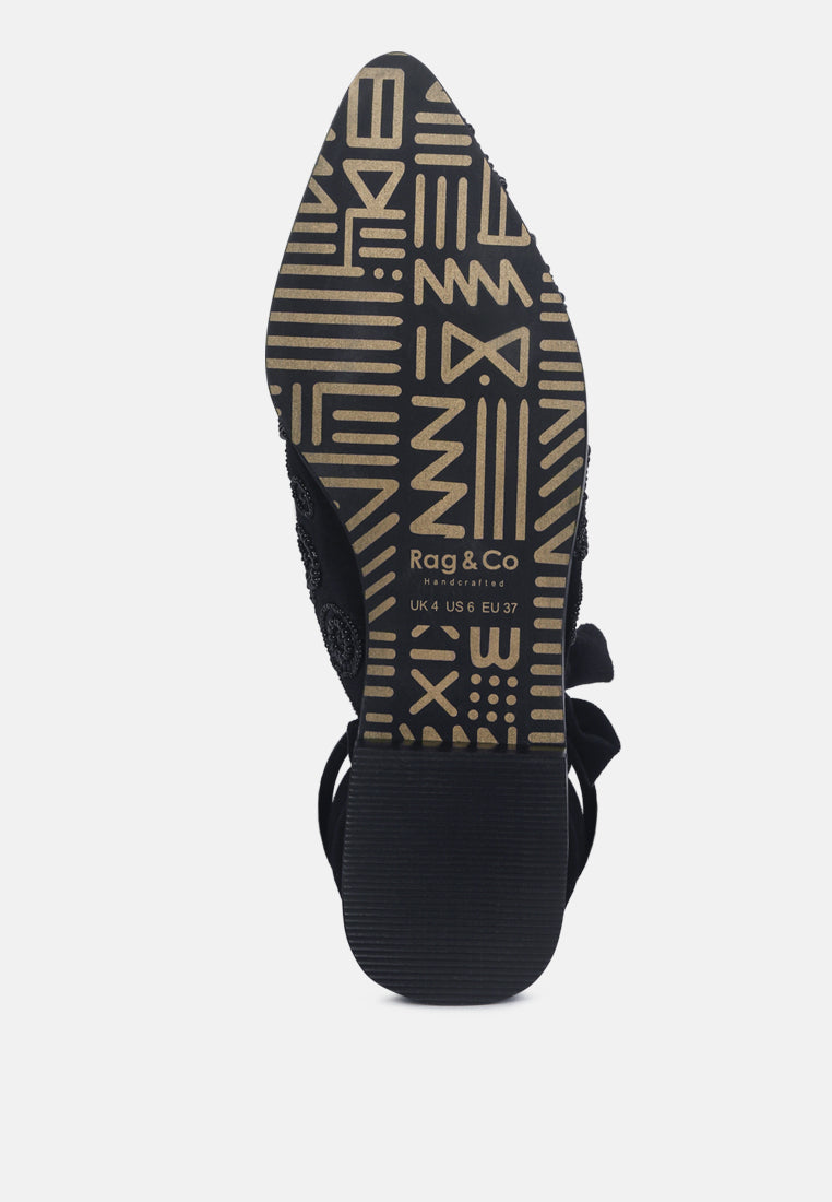 Mande Embroidered Velvet Mules in Black_Black