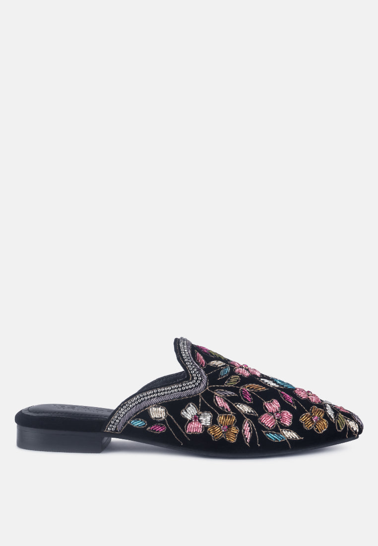 Buy Marcella Black Embroidered Mules | Mules | Rag & Co United States