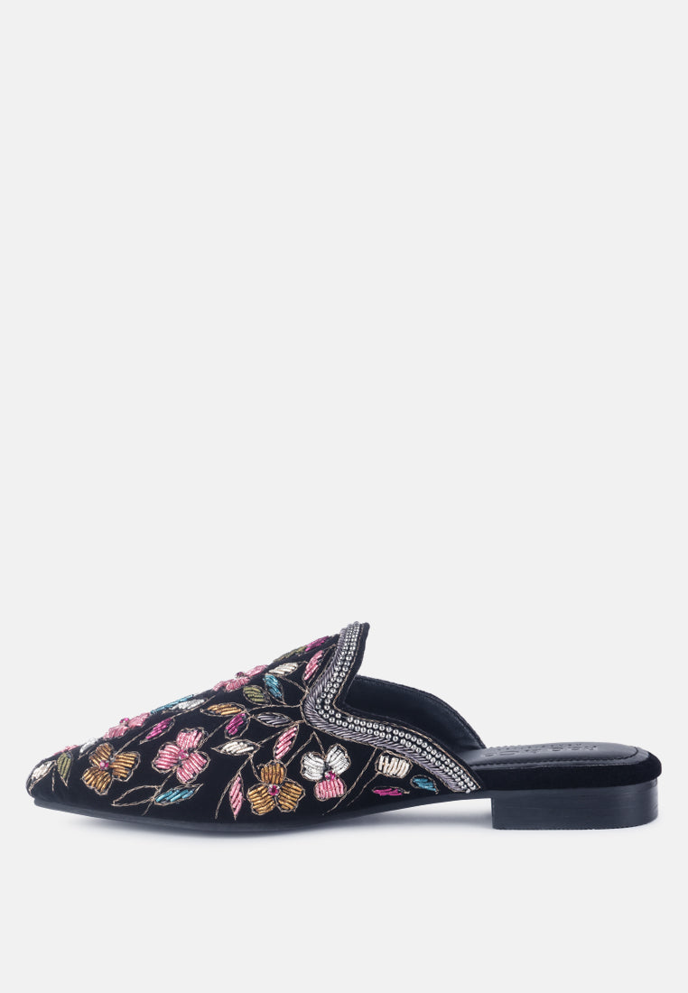 Marcella Embroidered Mules_black