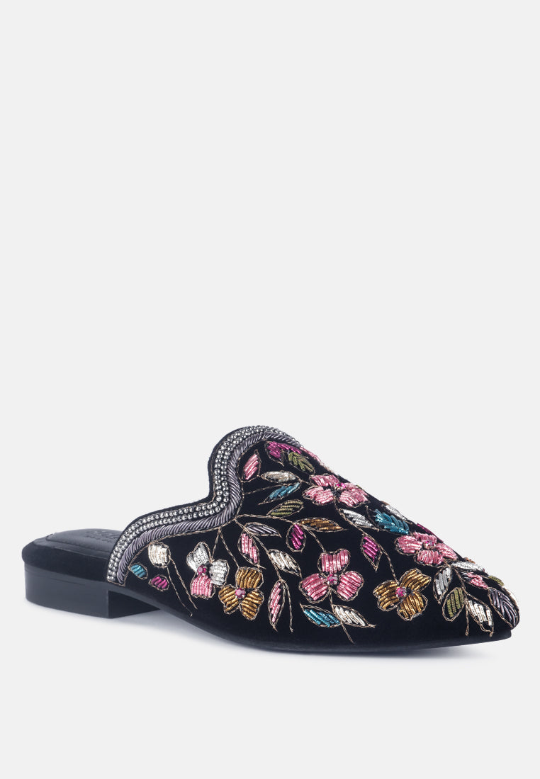 Buy Marcella Black Embroidered Mules | Mules | Rag & Co United States
