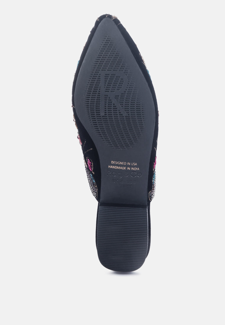 Marcella Embroidered Mules_black