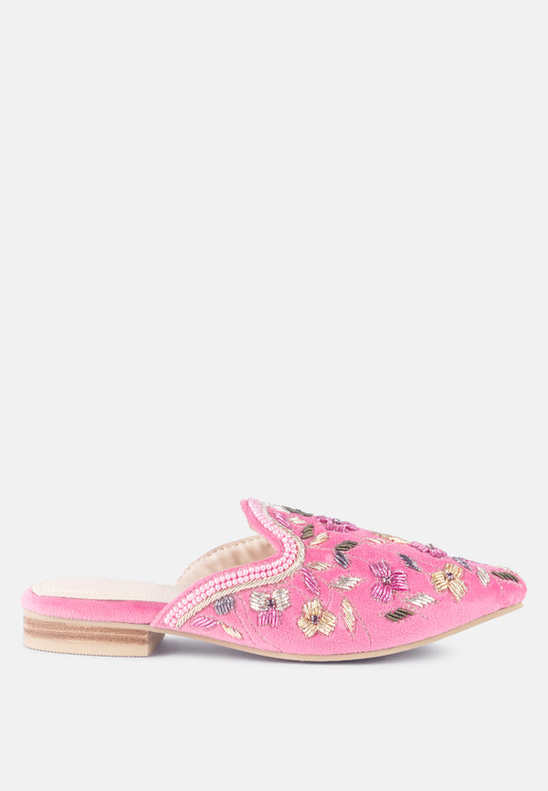 MARCELLA Pink Embroidered Mules#color_pink