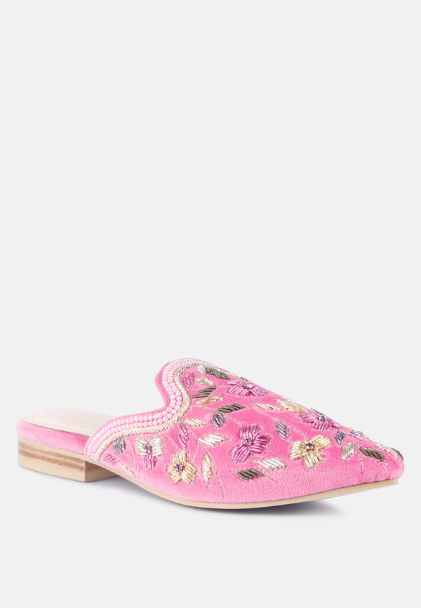 MARCELLA Pink Embroidered Mules#color_pink