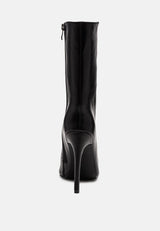 NAGINI Over Ankle Pointed Toe High Heeled Boot-BLACK