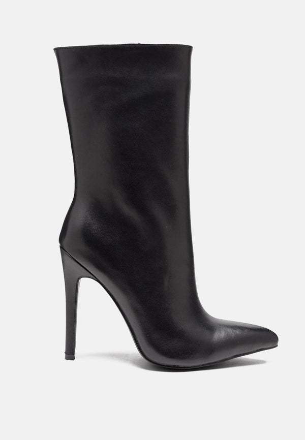 NAGINI Over Ankle Pointed Toe High Heeled Boot-BLACK