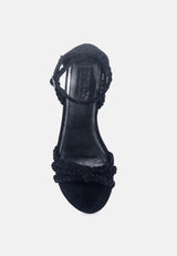 NICOLA Black Block Heel Sandal-Black