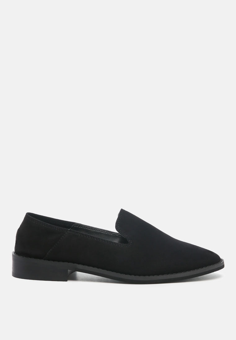 OLIWIA Black Classic Suede Loafers-Black