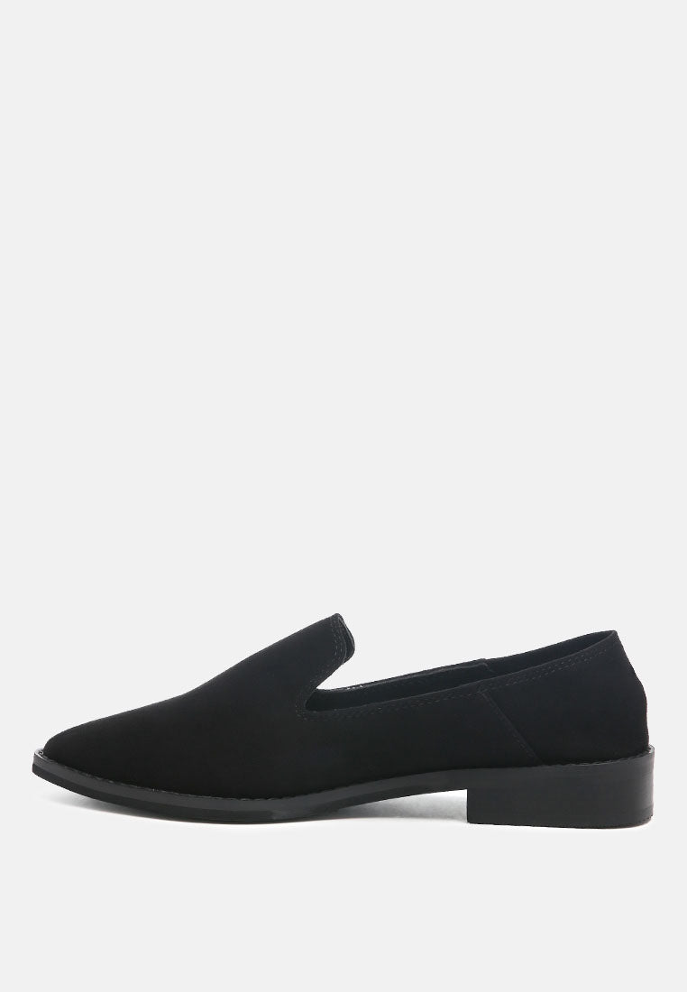 OLIWIA Black Classic Suede Loafers-Black