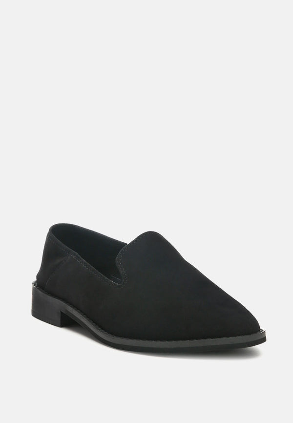 OLIWIA Black Classic Suede Loafers-Black