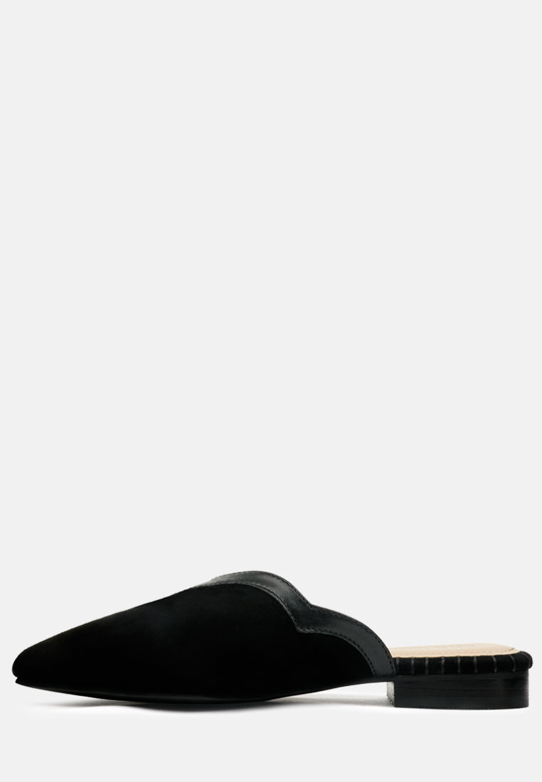 ORLA Black Classic Suede Walking Mules-Black