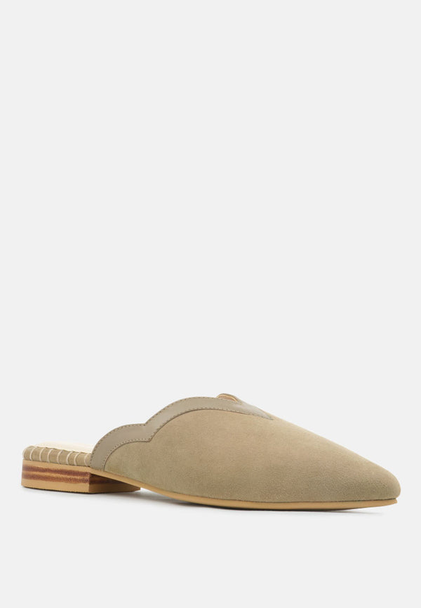 ORLA Taupe Classic Suede Walking Mules-Taupe