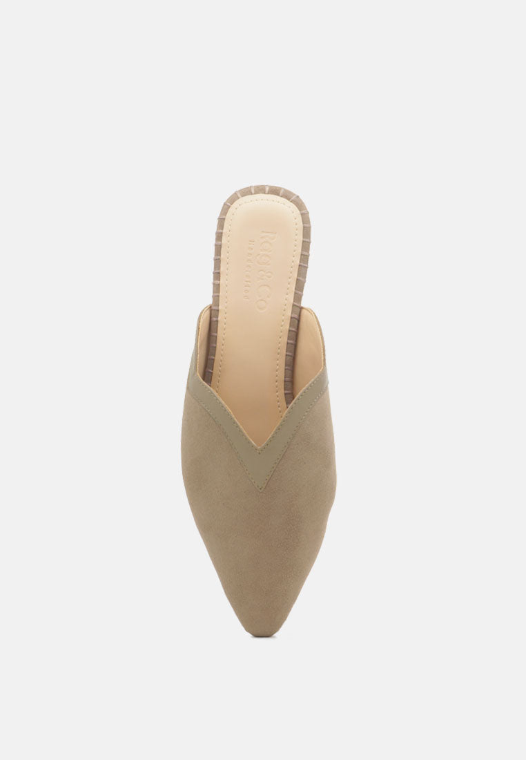 ORLA Taupe Classic Suede Walking Mules-Taupe