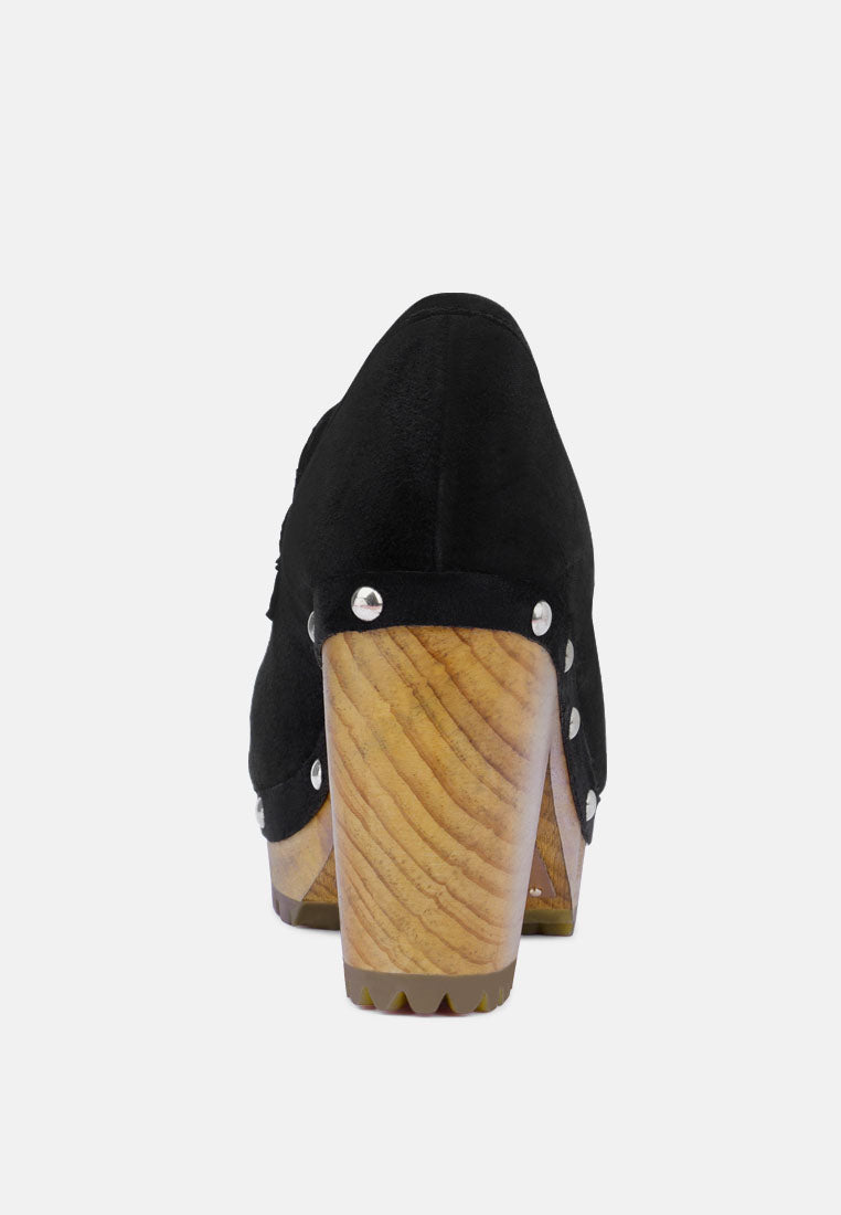 OSAGE Black Clog Loafers in Fine Suede
