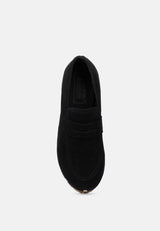 OSAGE Black Clogs Loafers in Fine Suede_Black