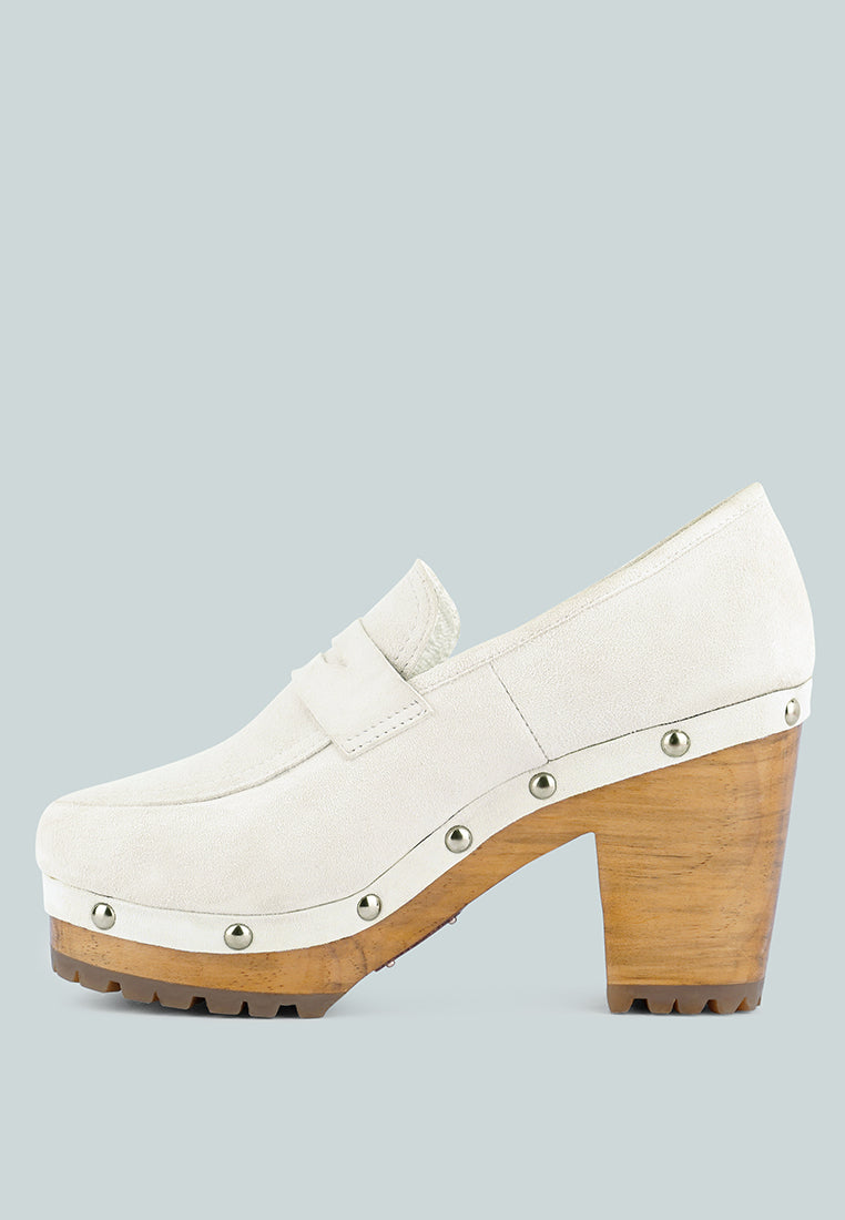 OSAGE White Clog Loafers in Fine Suede