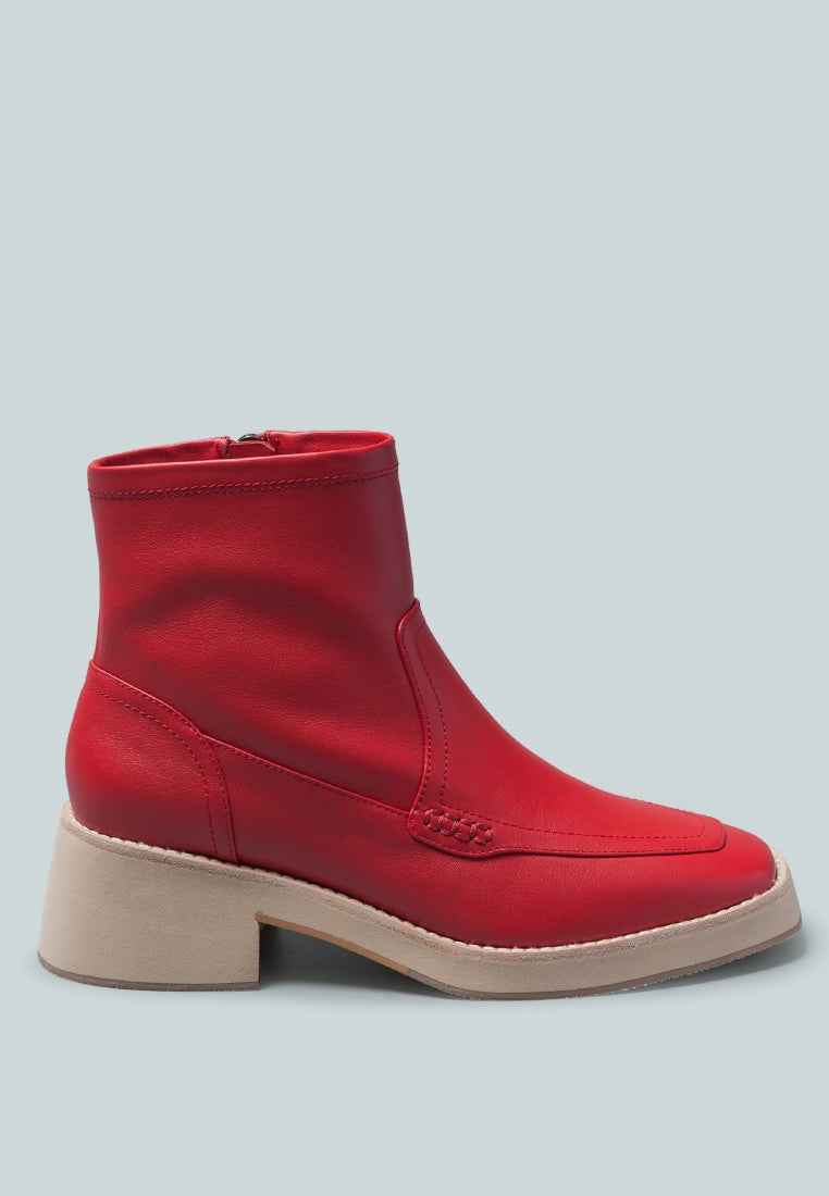 OXMAN Zip-up Red Ankle Boot_Red
