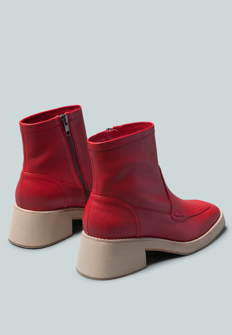 OXMAN Zip-up Red Ankle Boot_Red