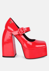 pablo red statement high platform heel mary jane sandals#color_red