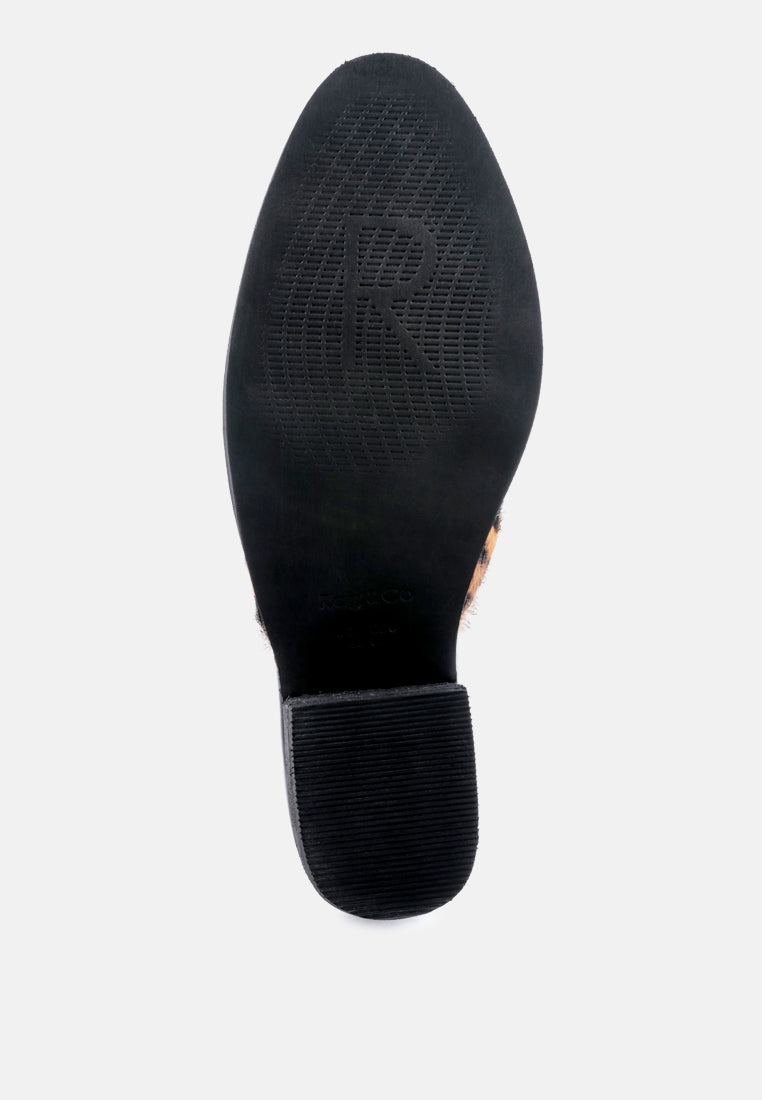 PALMA Leopard Print Stacked Heel Mules-Leopard