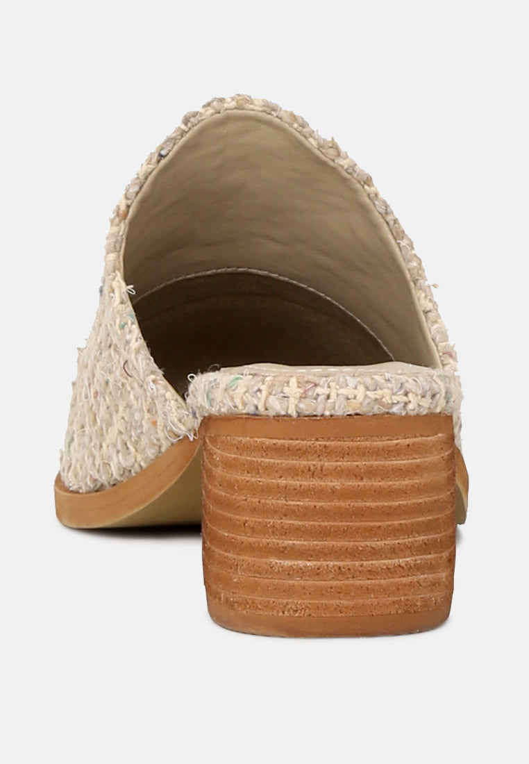 PALMA Natural Stacked Heel Mules-Natural