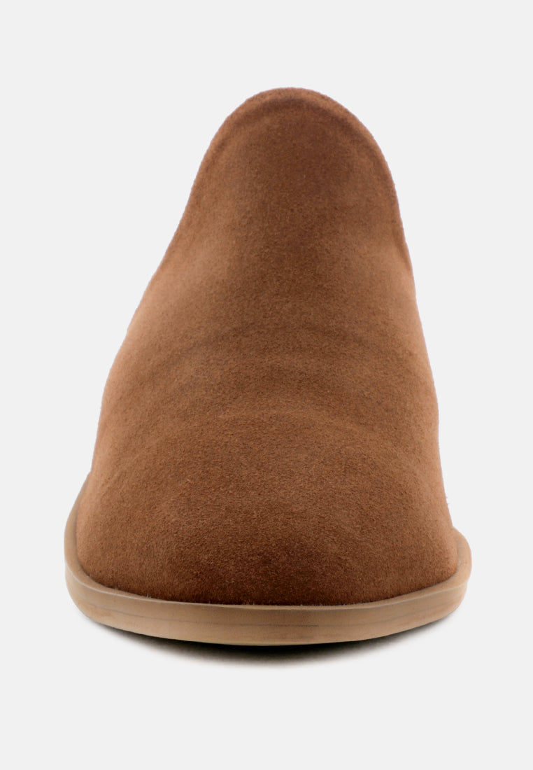 PALMA Tan Stacked Heel Mules-Tan