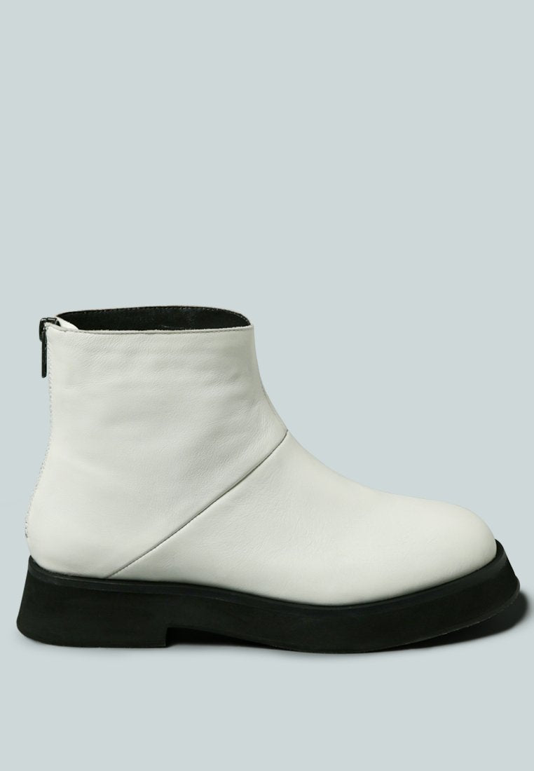 PALTROW Zip-up White Ankle Boot_White