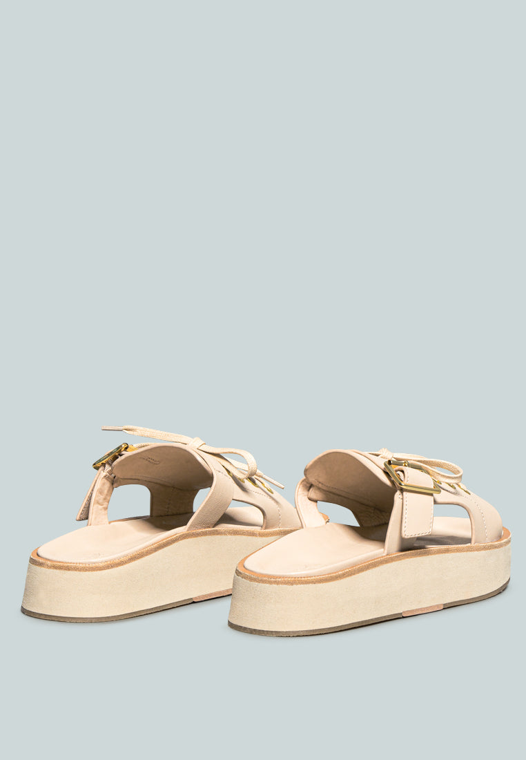 PATTON Nude Lace Up Buckled Platform Sandals_Nude