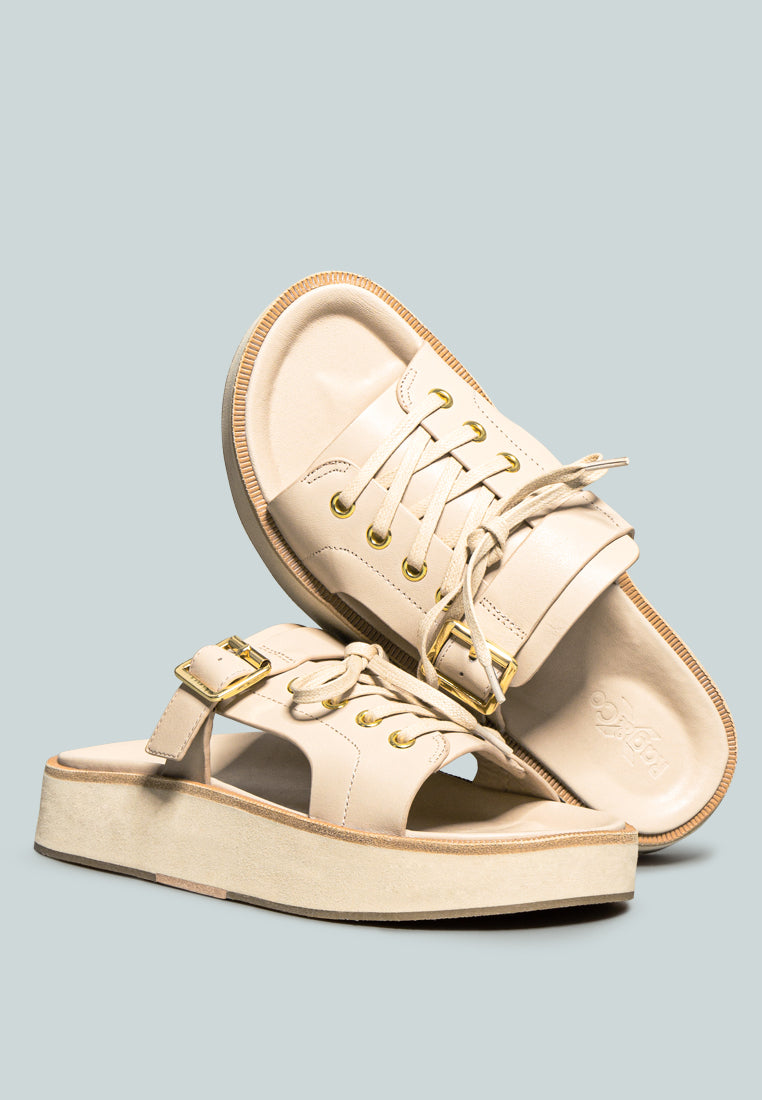 PATTON Nude Lace Up Buckled Platform Sandals_Nude