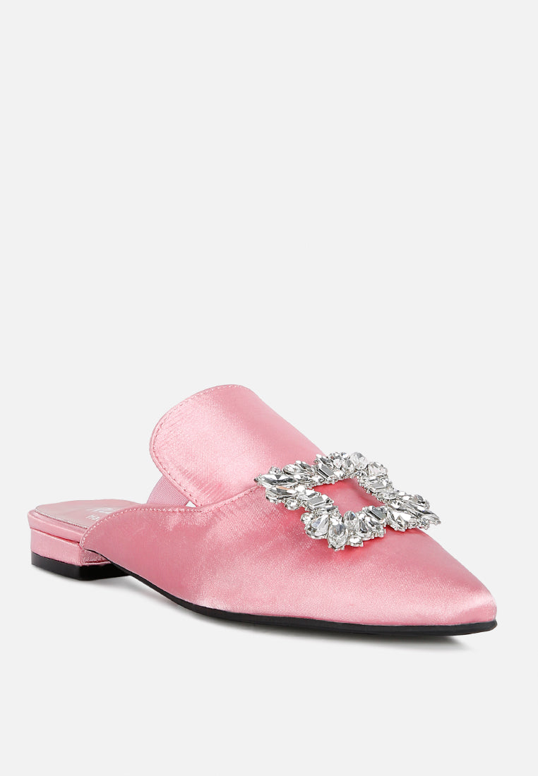 PERRINE Diamante Jewel Satin Mules in Blush#color_blush