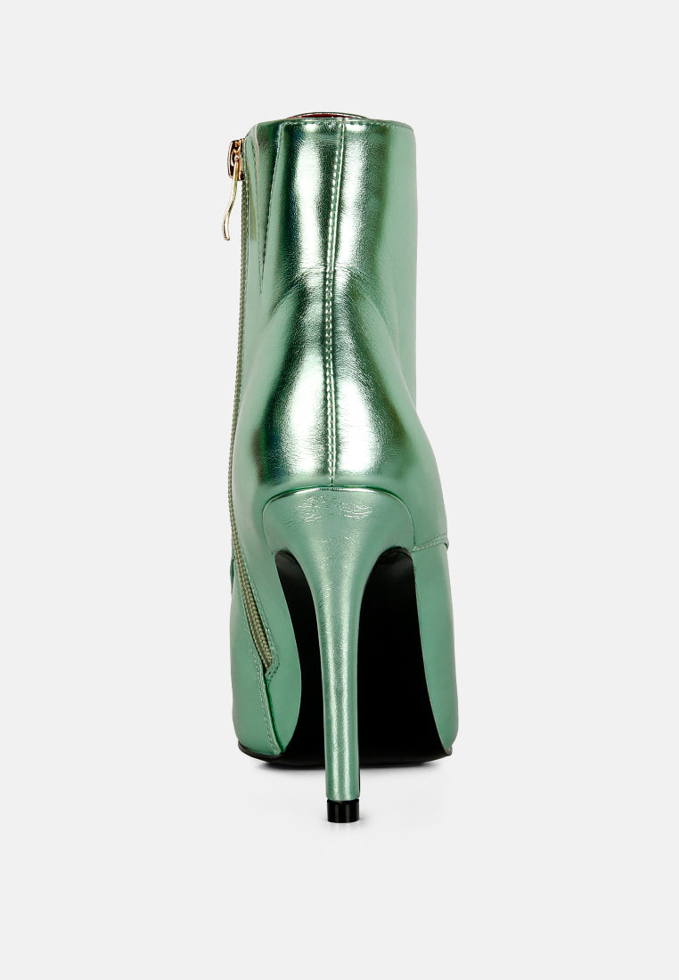 piet green metallic stiletto ankle boot#color_green