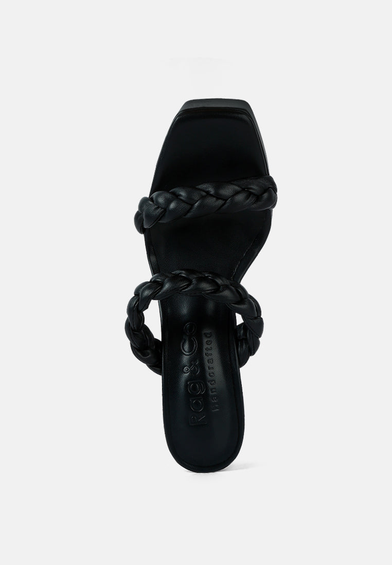 Black Pin Heel Toe Loop Ankle Strap Point Sandal